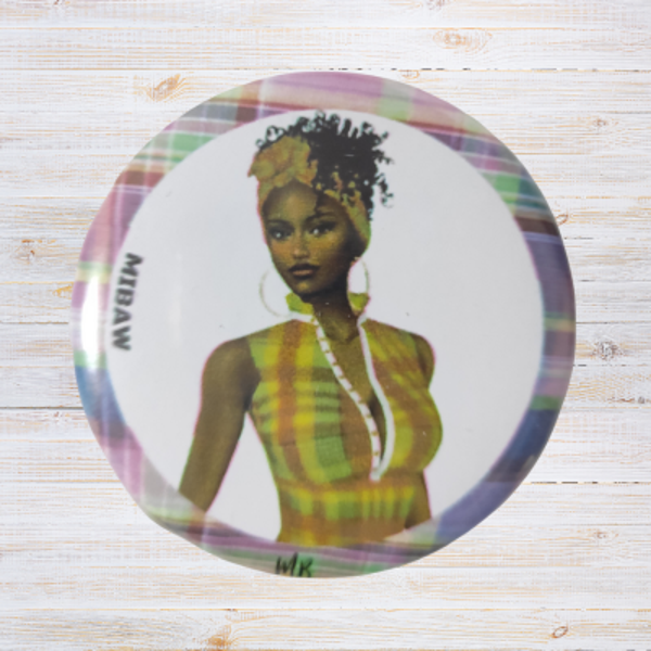 Sous le Charme du Madras - Badge Femme Antillaise en madras