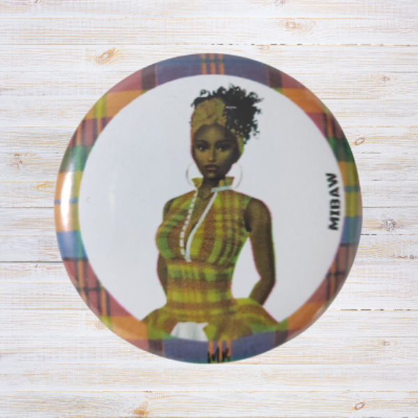 Élégance Tropicale - Badge Femme Antillaise en Madras