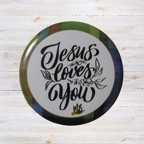 Badge chrétien - "Jesus loves you"
