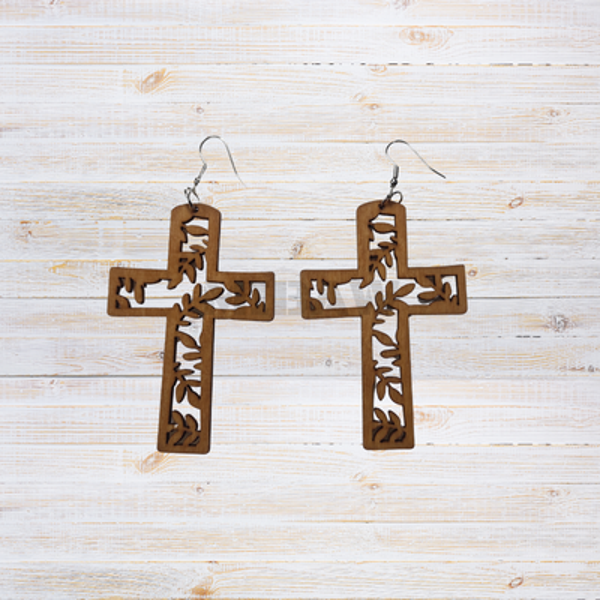 Boucle d'oreilles pendantes croix chrétienne
