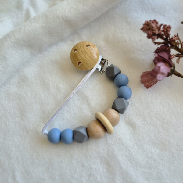 Speenkoord hout blauw-grijs