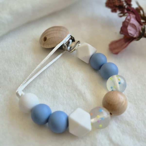 Speenkoord candy wit-blauw