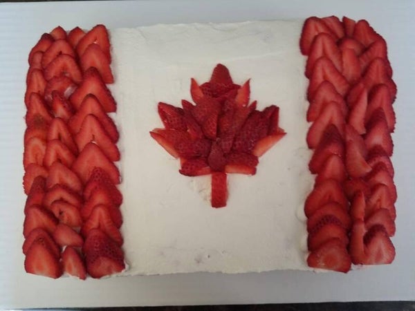Vanilla Strawberry Shortcake flag cake