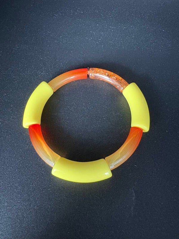 bracelet tube acrylique jaune, orange transparent et orangé