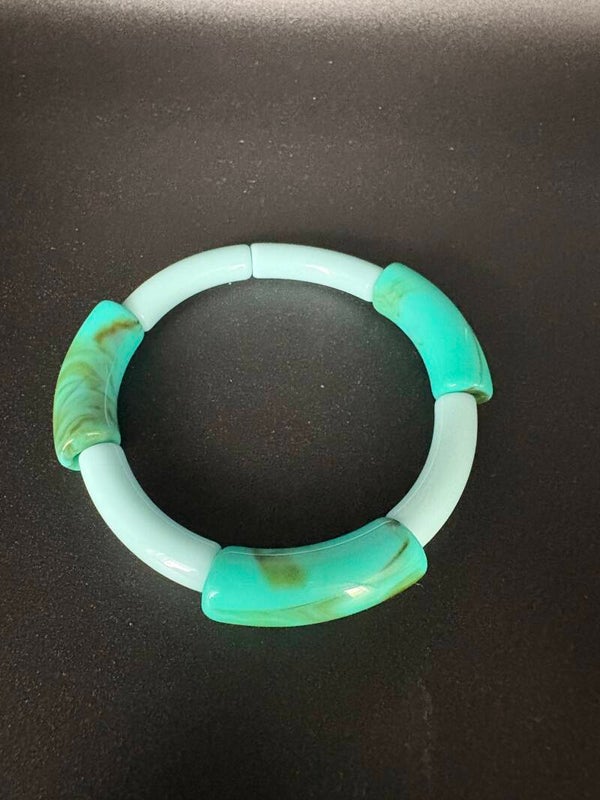 bracelet tube acrylique bleu turquoise et bleu lair