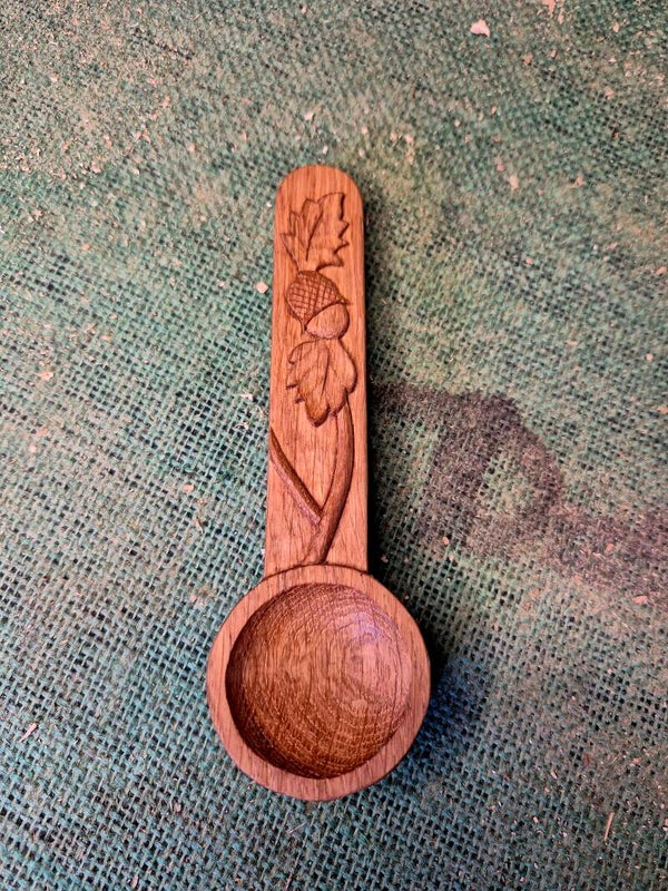 Carved Oak Leaf Coffee Scoop.