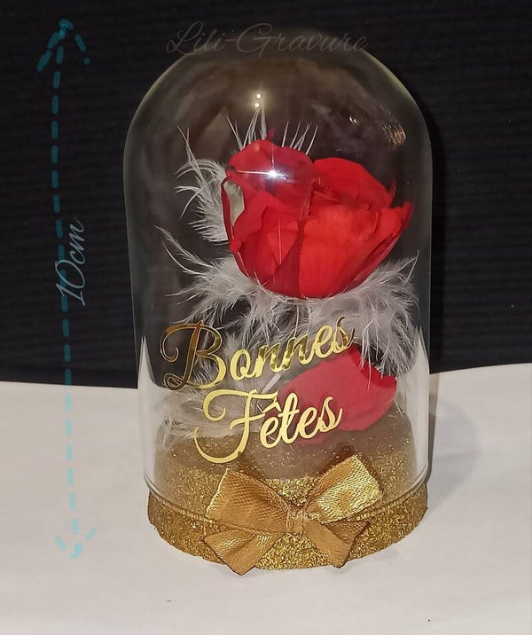 cloche personnalisée  avec une rose