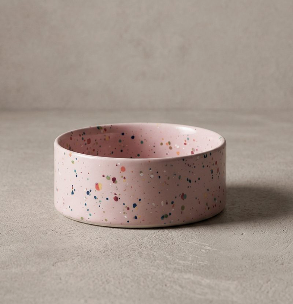 Hondenvoerbak set van 2- Roze confetti