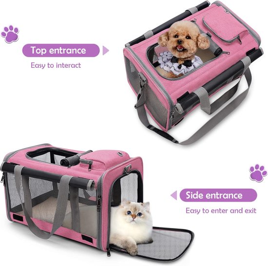 BOTC Draagtas Hond en Kat - Hondenrugzak - 45x28x27CM - Geschikt Voor Vliegtuig - Roze