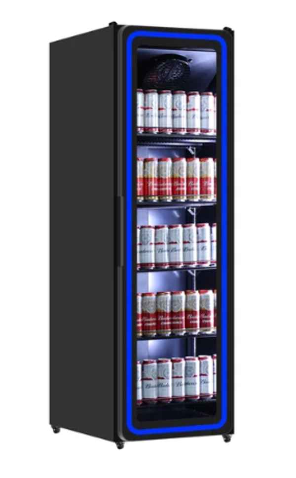 UNNINOX - Kühlschrank 1 Glastür – 395L – Blaues LED-Licht