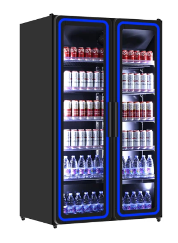 UNNINOX - Kühlschrank 2 Glastür – 900L – Blaues LED-Licht