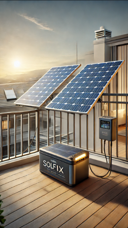 Balkonkraftwerk mit integriertem Batteriespeicher für unabhängige Solarstromversorgung
