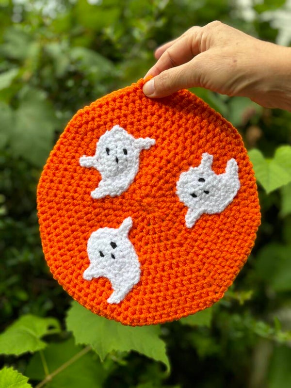 BÉRET EN CROCHET "FANTOME" - ORANGE