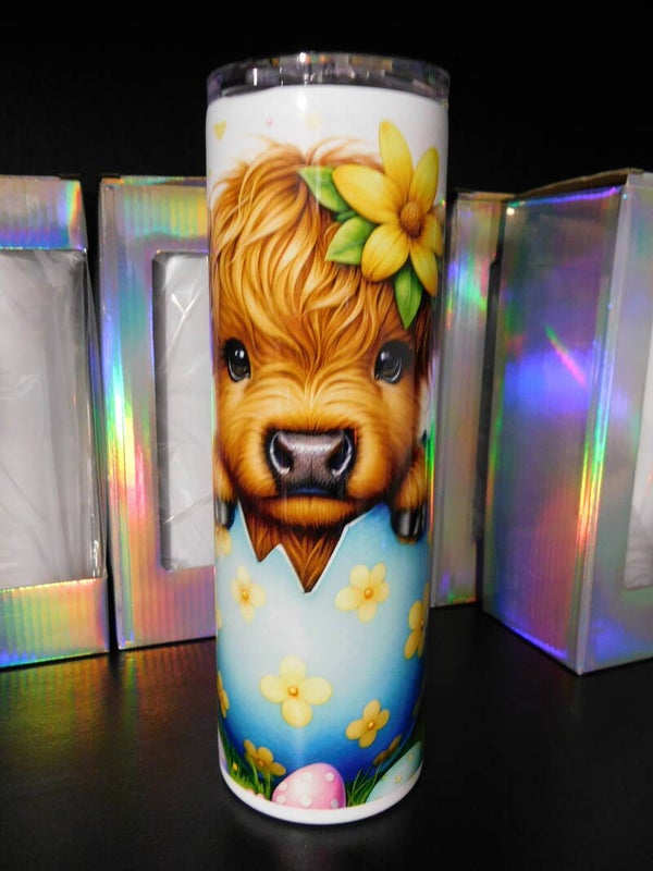 Easter Highland Cow Tumbler