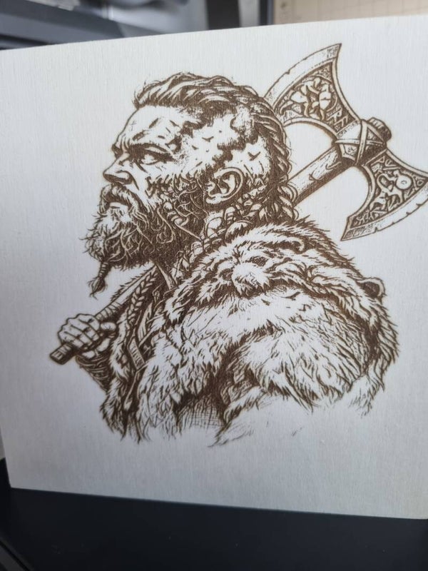 Viking Warrior with Axe-Framed Engraved Plaque