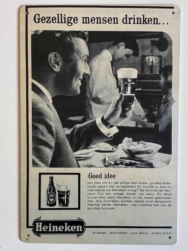 wandbord heineken jaren  50