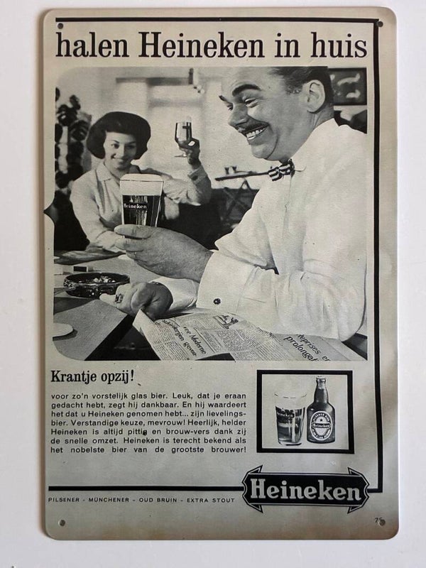 wandbord heineken jaren 50