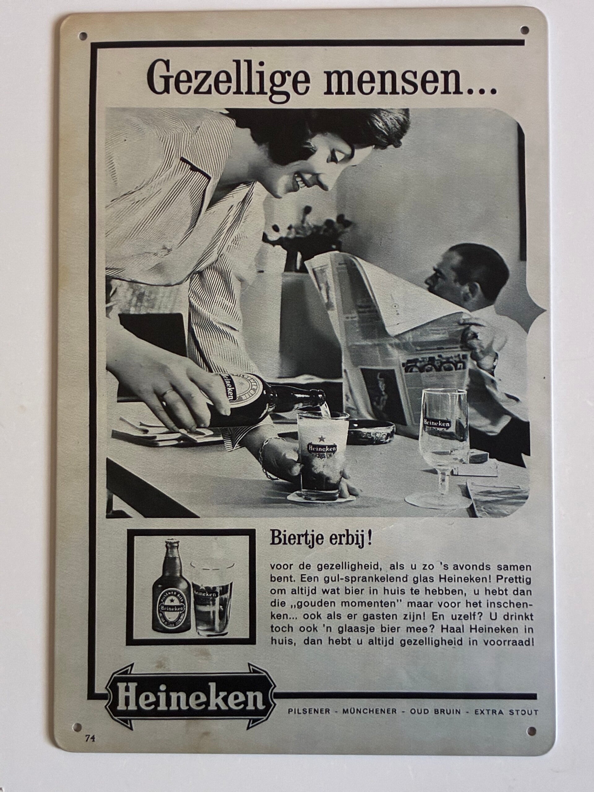 wandbord heineken jaren 50