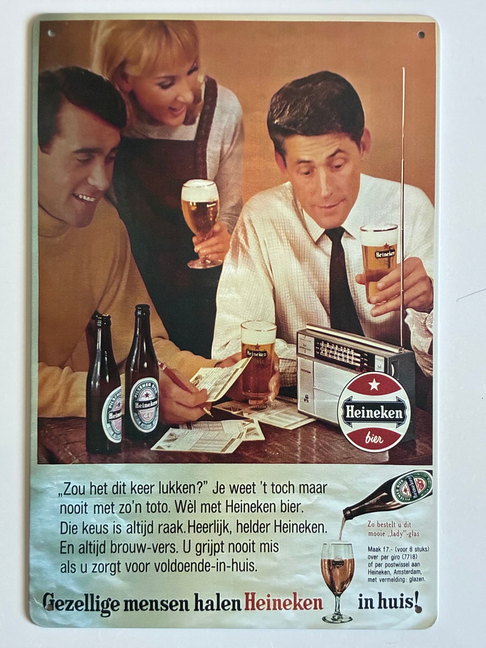 wandbord heineken jaren 60