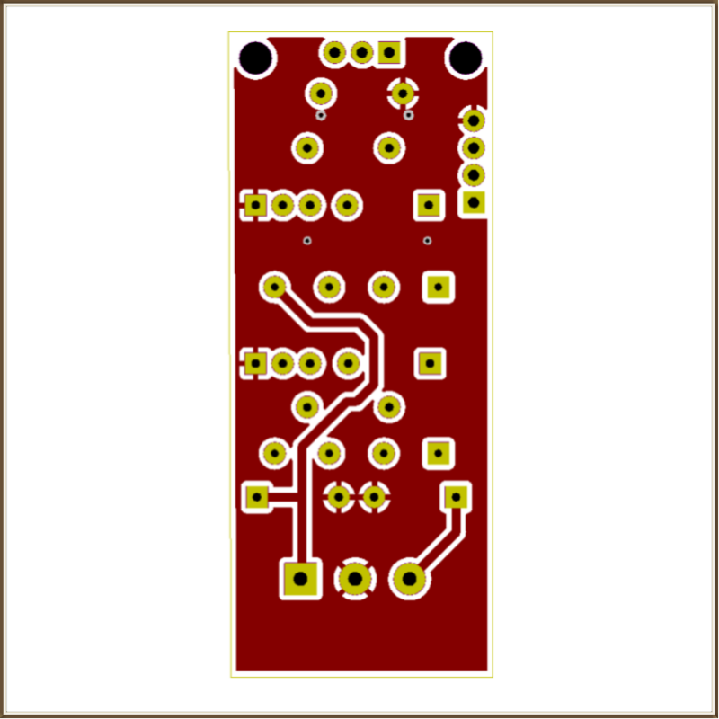 Face cuivrée du dessus de la carte interface de commande d'aiguillage (CCA)