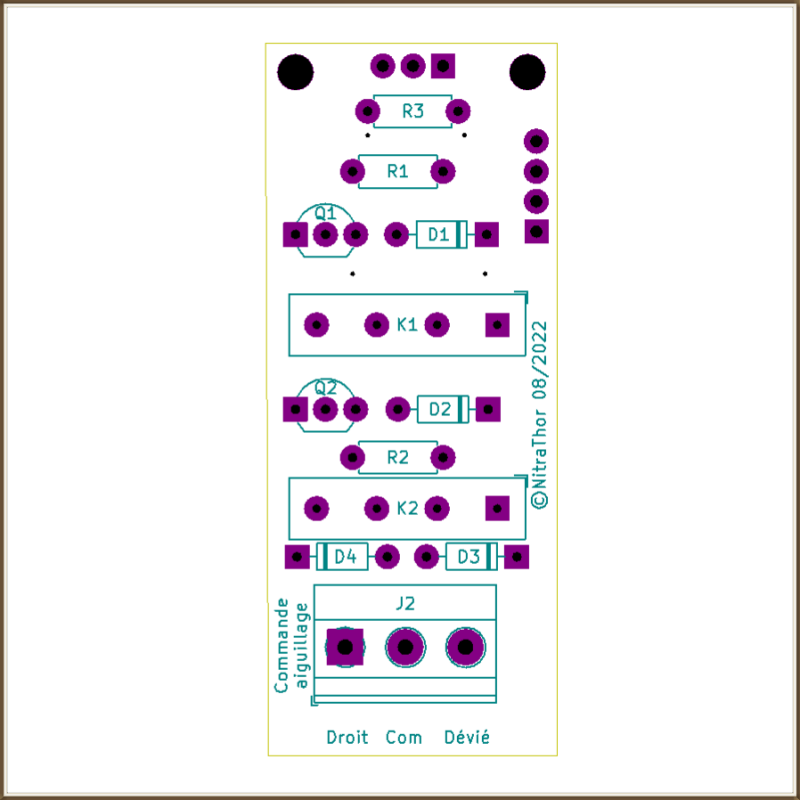 Implantation des composants de la carte interface de commande d'aiguillage (CDC)