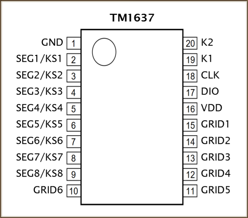 Schéma des boches du TM1637