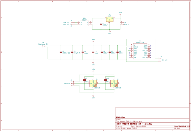 Schéma électronique de la caméra embarquée WACAM-N