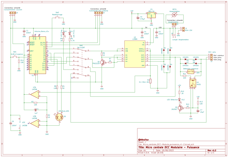 Schéma électronique du module principal de puissance de la micro centrale DCC modulaire