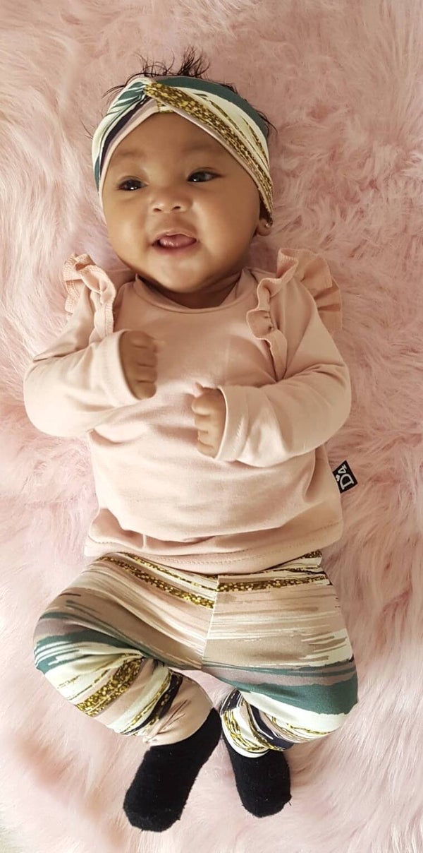 Setje Sparkle Stripes / powder pink