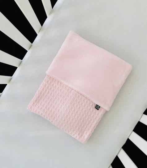 Deken grove wafel/teddy lichtroze