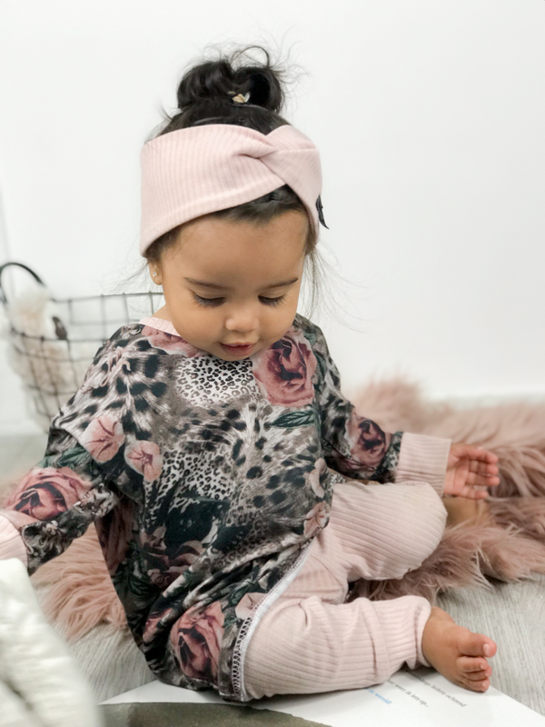 Oversized sweater panter roses taupe