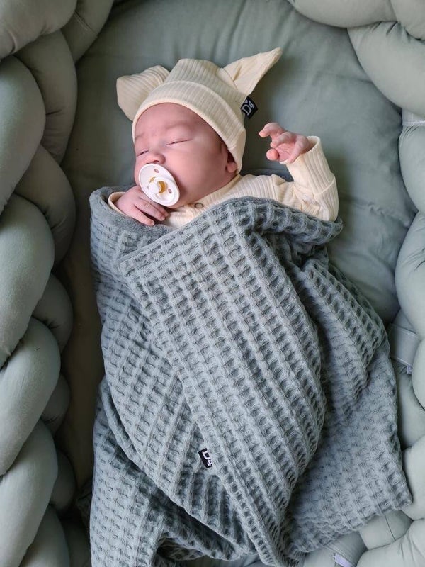 Deken grove wafel/teddy old green