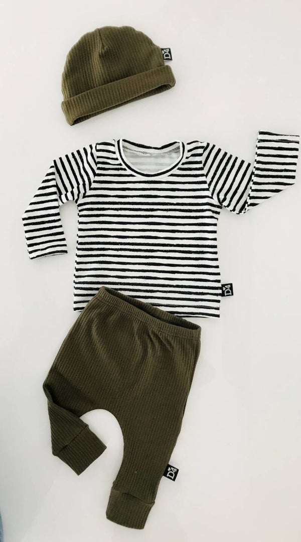 Setje Small stripes Khaki