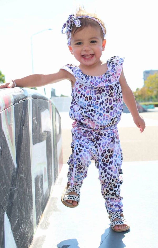 Ruffle off shoulder jumpsuit Print keuze