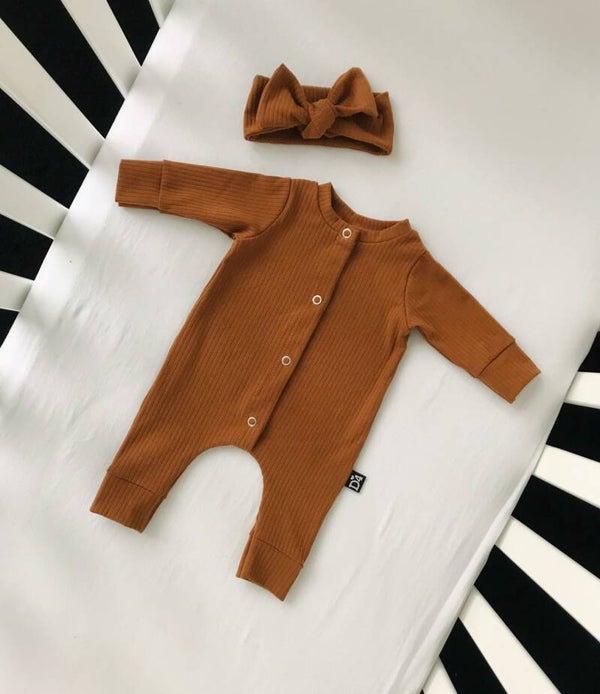 Boxpakje tricot rib Cognac