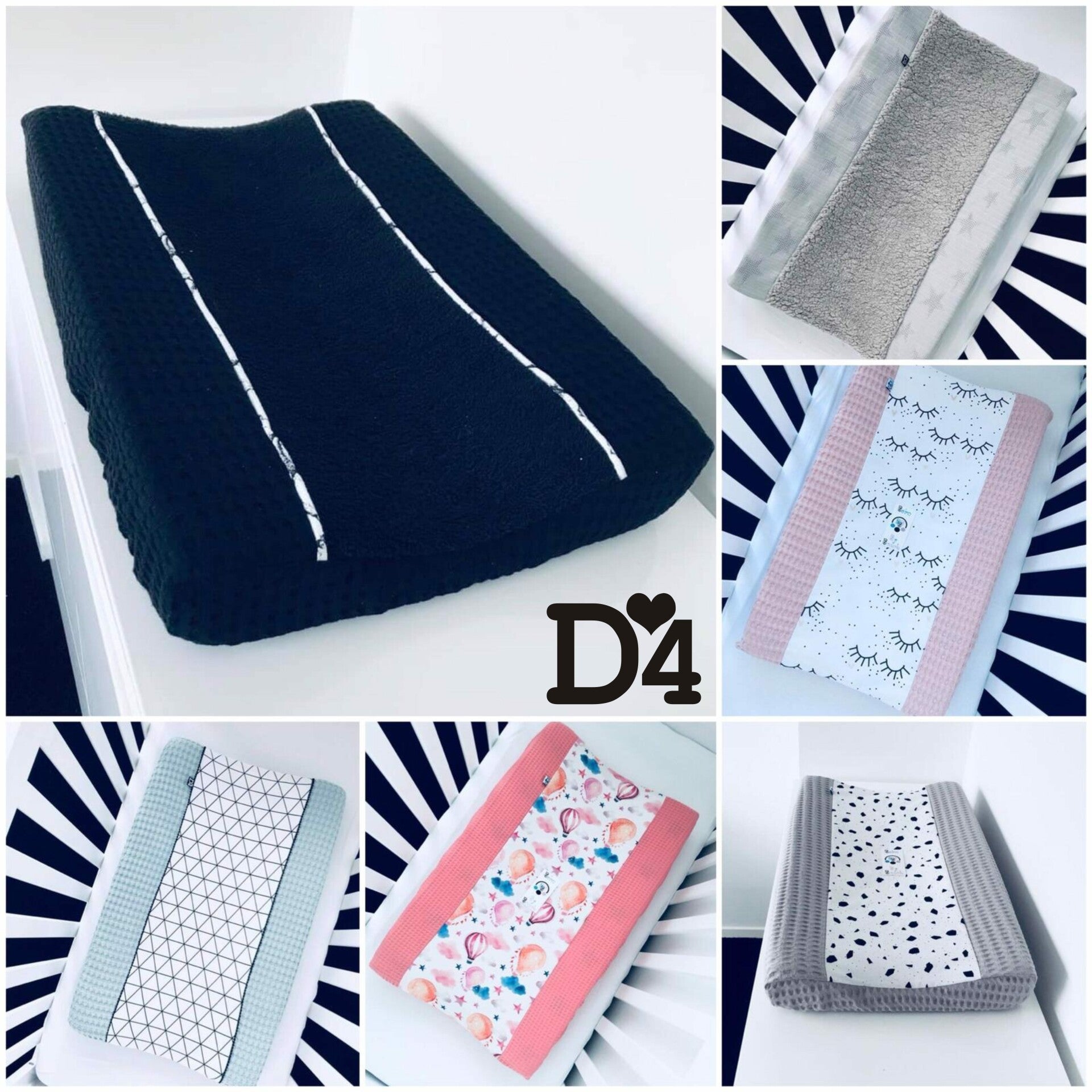 Aankleedkussenhoes combinatie Wafelstof / Print