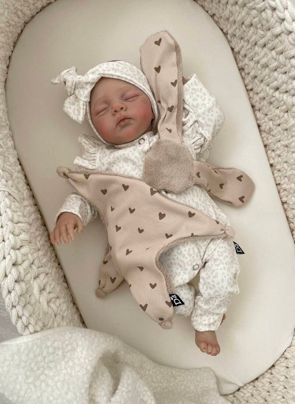 Knuffeldoekje rabbit Hearts/beige