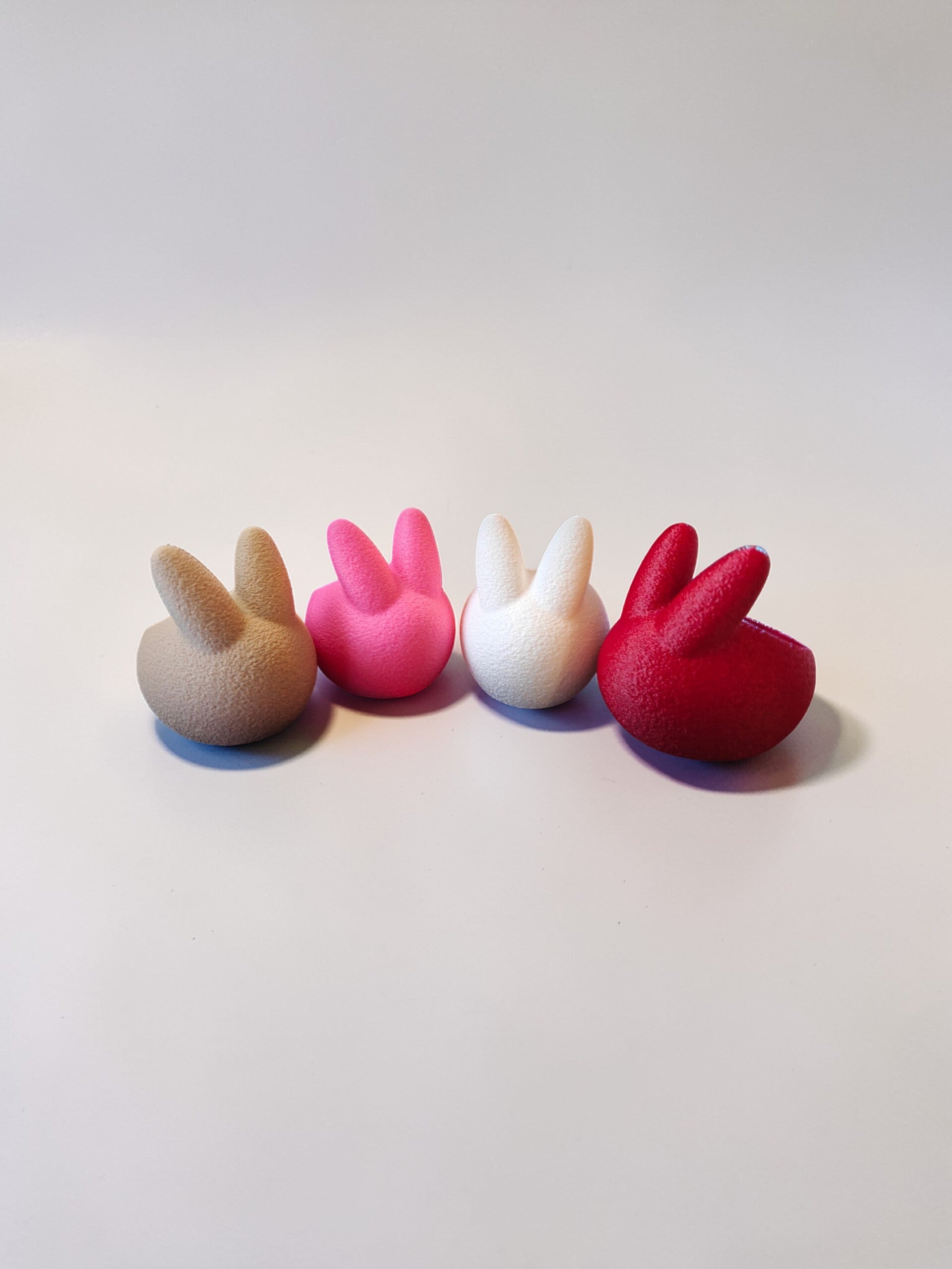 Theelichthouder Konijn Set van 4 – Paasdecoratie – Led houder Bunny – Sfeerverlichting Pasen – Tafeldecoratie – Beige Roze Wit Rood