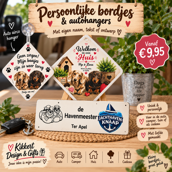 Persoonlijke bordjes & autohangers