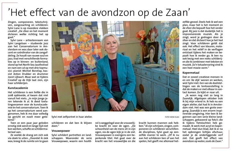 Interview with Sylvi Lane for het Noordhollands dagblad