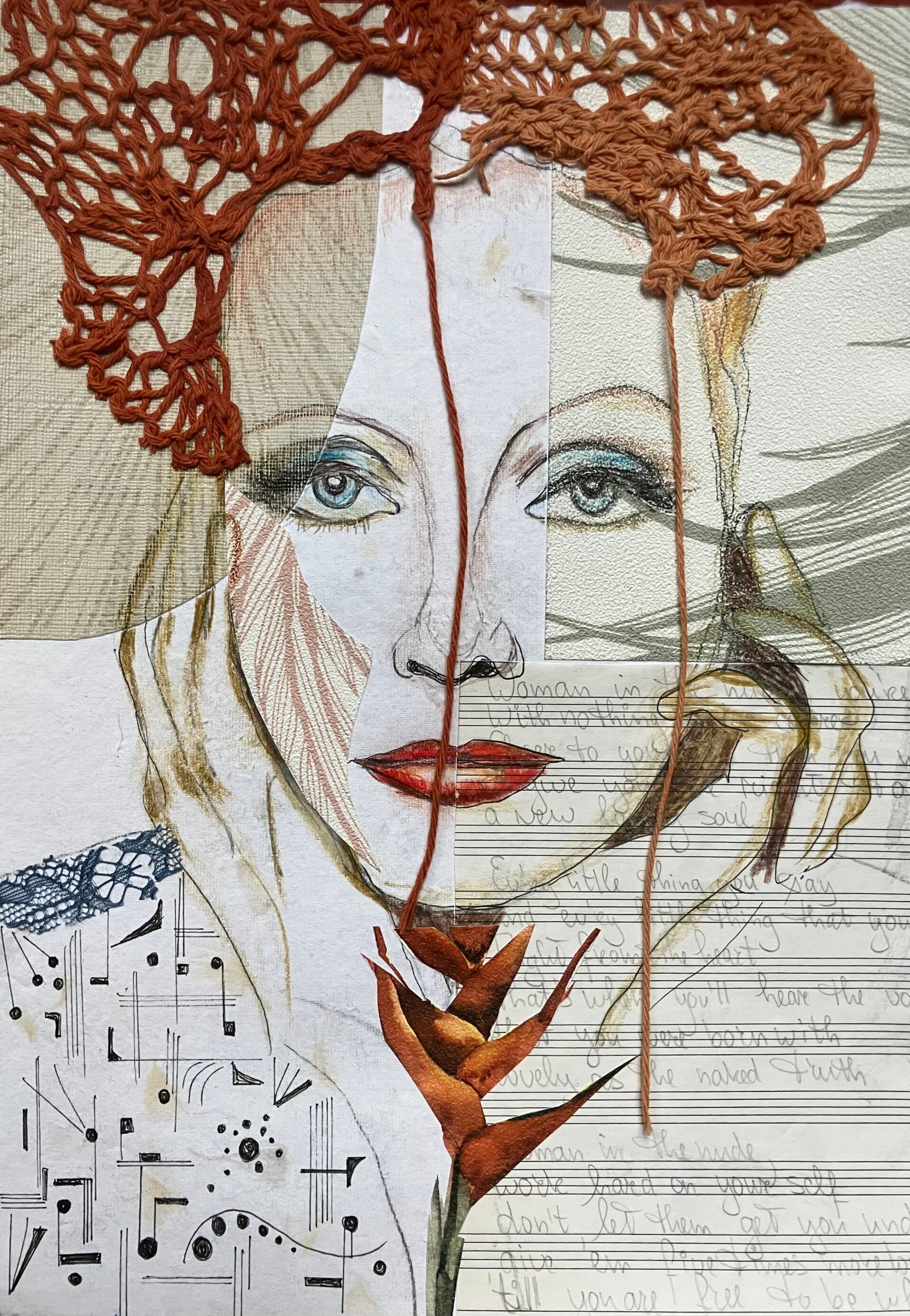 portrait in  mixed media
