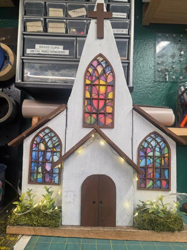 Faux Stain Glass Windows Church