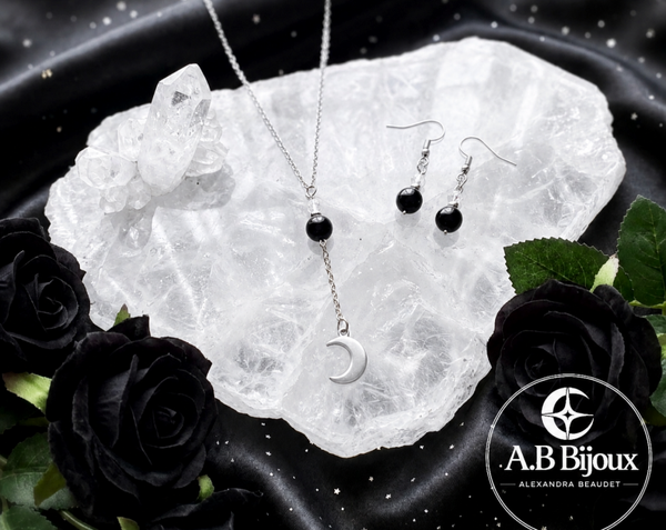 Collier et boucles d’oreilles Ébène
