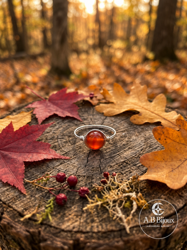 Bague en agate rouge