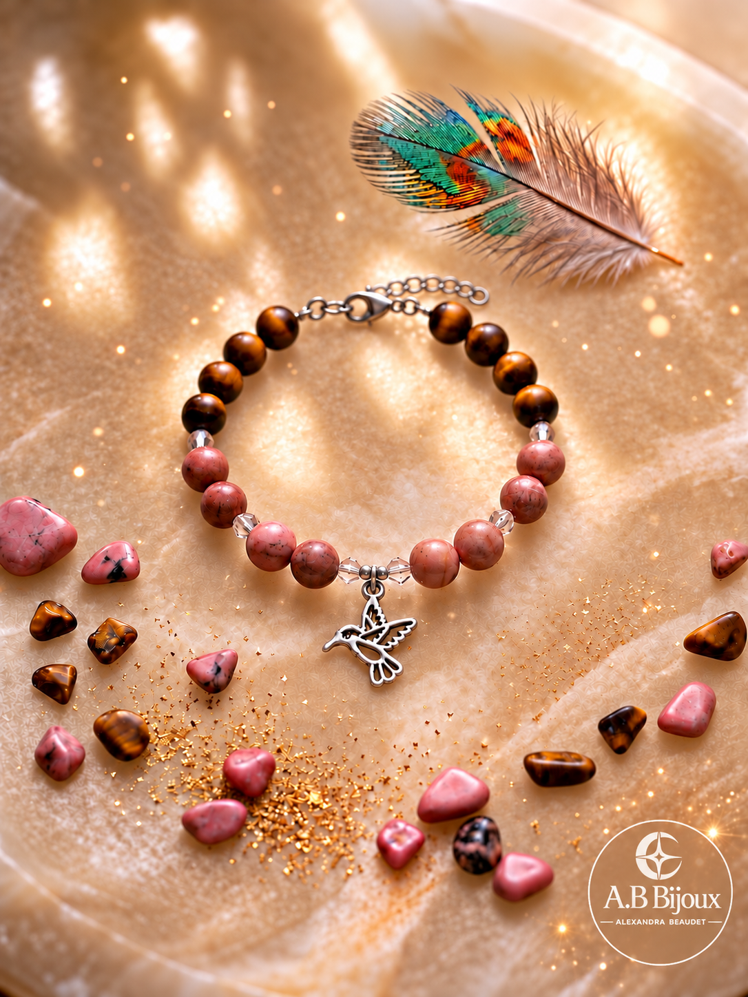 Bracelet Plume en Rose