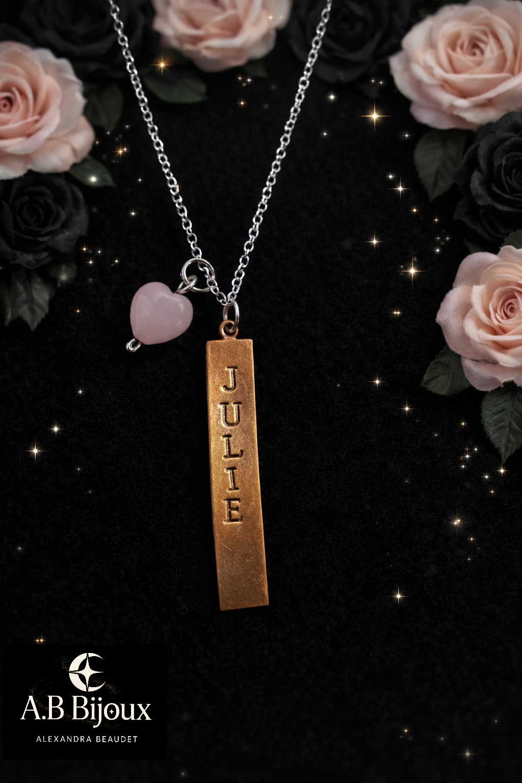 Collier Coeur de Quartz Personnalisé