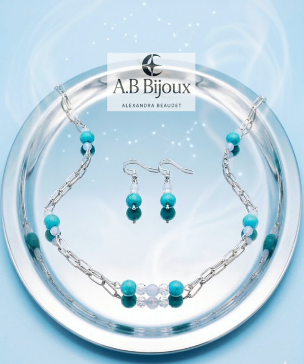 Collier et boucles d'oreille Éclat Lunaire