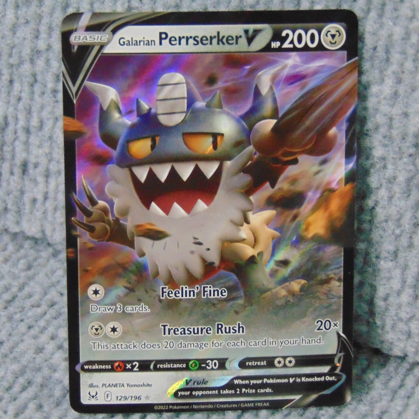 2022 Galarian Perrserker V Full Art Holo. #129/196