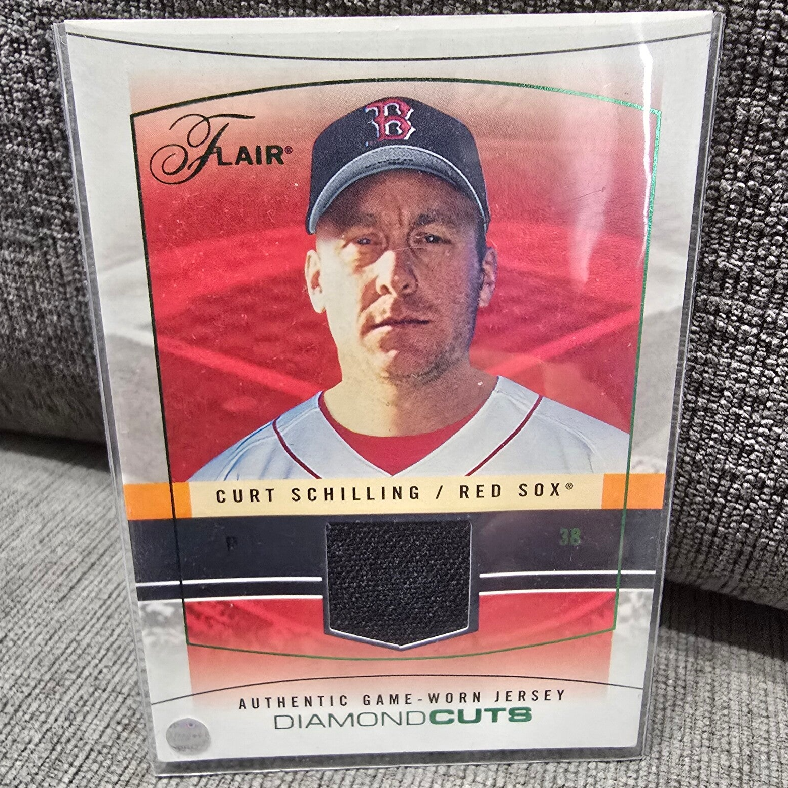 2004 Fleer Curt Schillings game worn jersey.