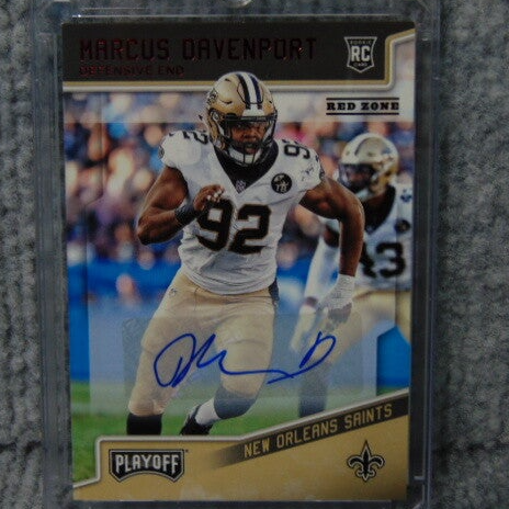 Marcus Davenport. 2018 Panini Playoff Red Zone (RC) Autograph